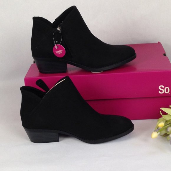 SO Shoes - So Angelfish Black Memory Foam Ankle Boots
